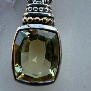 Authentic LAGOS Rittenhouse Large Prasiolite Pendant Sterling Silver 18K Gold